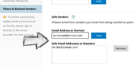 How to add sender to Spectrum webmail safe senders