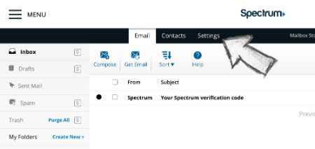 Spectrum webmail settings tab location
